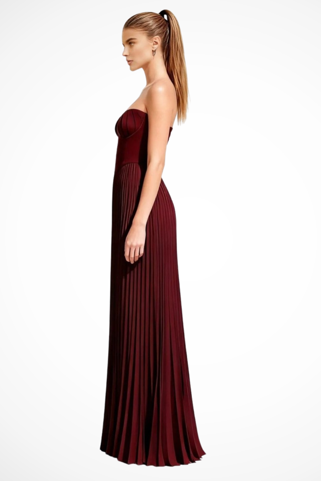 Vivienne | Women Strapless Pleated Wedding Guest Maxi Dress