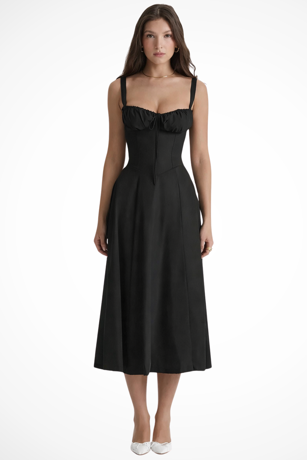 Tabitha | Women Square Neck Bow Detail Corset Wedding Guest Floral Midi Dress