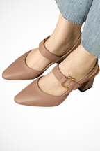 Valeria | Women Square Toe Slingback Heels