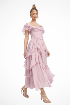 Evangeline | Women Chiffon Ruffle Tiered Race Day Maxi Dress