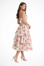 Joanna | Women Corset Wedding Guest Floral Midi Dress