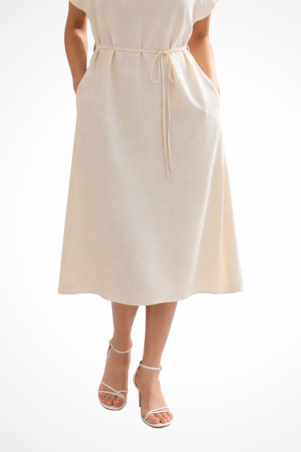 Waverly | Women Batwing Sleeve Tie Waist Wedding Guest Midi Dress