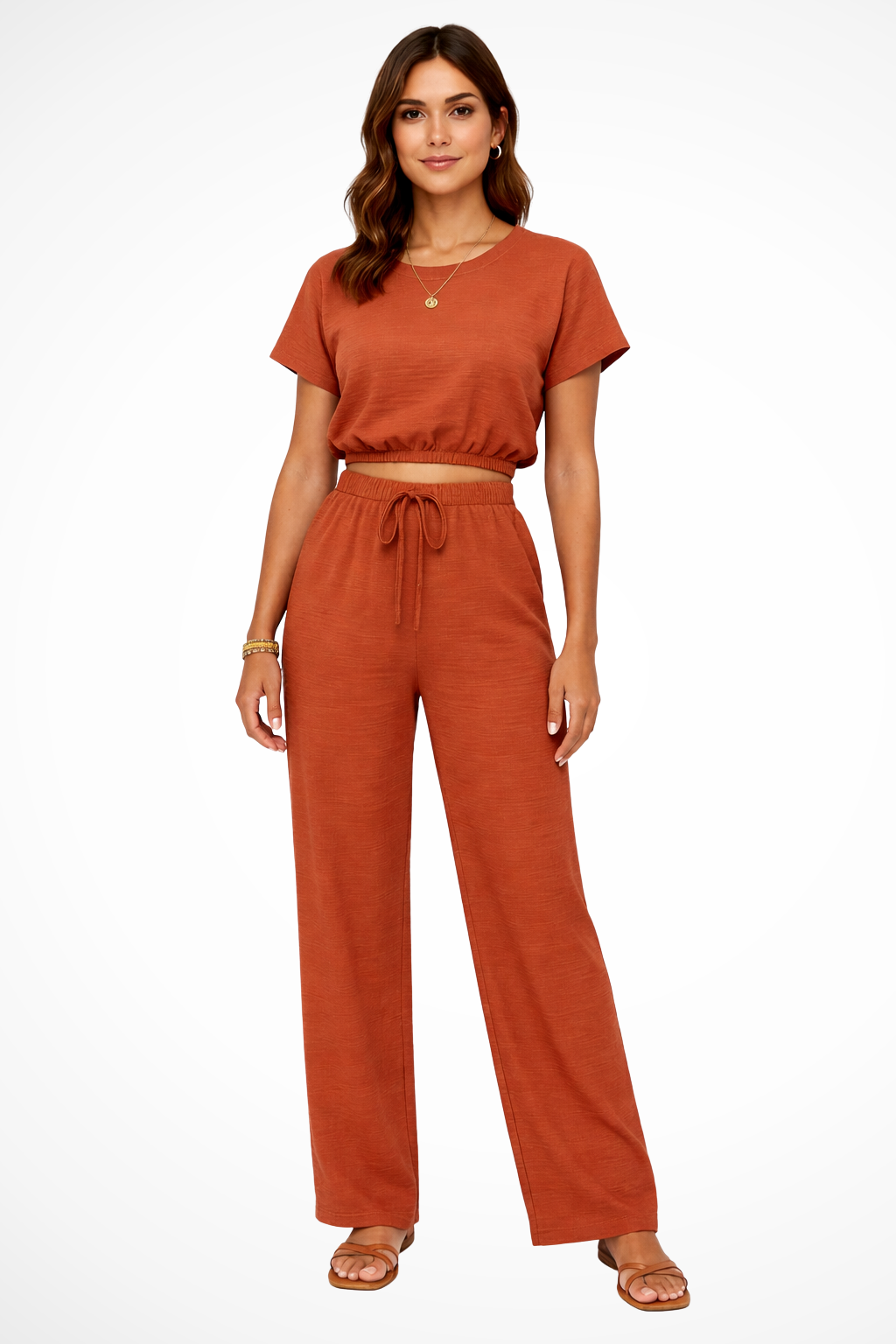 Emberly | Women Relaxed Fit Wide Leg Top and Trousers Set