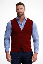 Logan | Men V Neck Button Front Sleeveless Knit Waistcoat Vest with Pockets