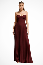 Vivienne | Women Strapless Pleated Wedding Guest Maxi Dress