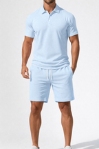 Dexter | Men Short Sleeve Polo Shirt and Drawstring Shorts Summer Outfit Set