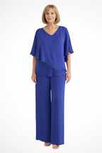 Serena | Women V Neck Batwing Sleeve Top and Wide Leg Trousers Two Piece Set