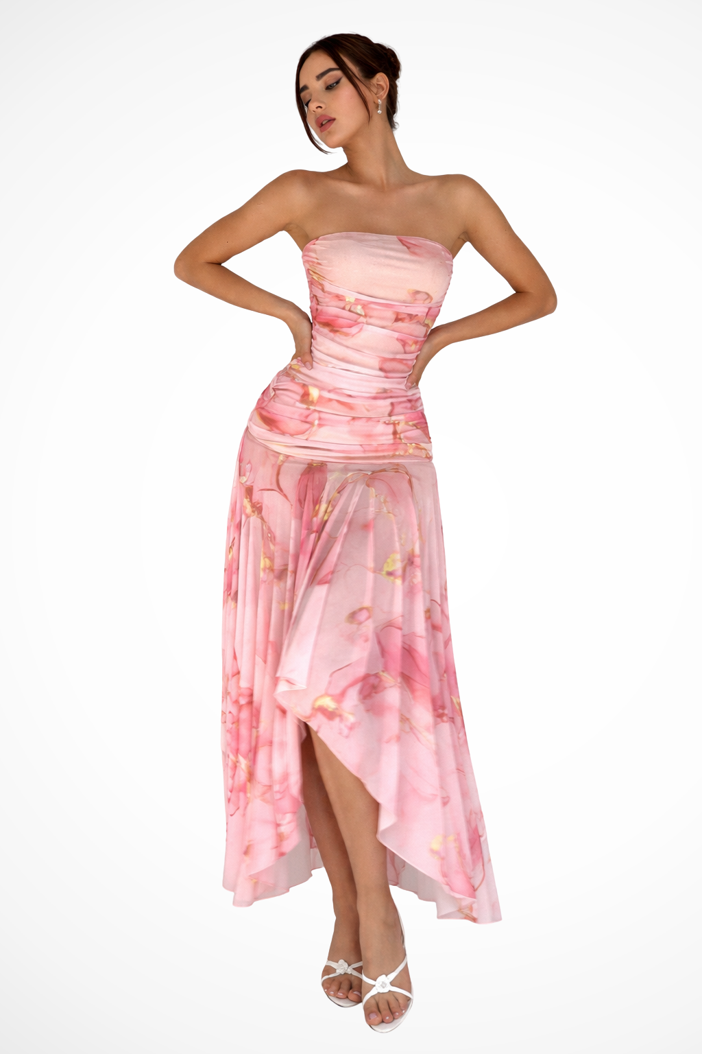 Cordelia | Women Strapless Floral Wedding Guest Maxi Dress