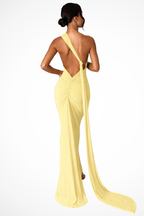 Floriana | Women One Shoulder Backless Ruched Race Day Maxi Dress