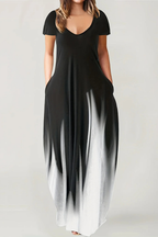 Lenora | Women Ombre V Neck Short Sleeve Casual Maxi Dress