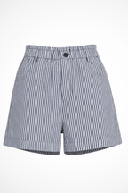 Ada | Women Striped High Waist Tailored Shorts with Button Detail