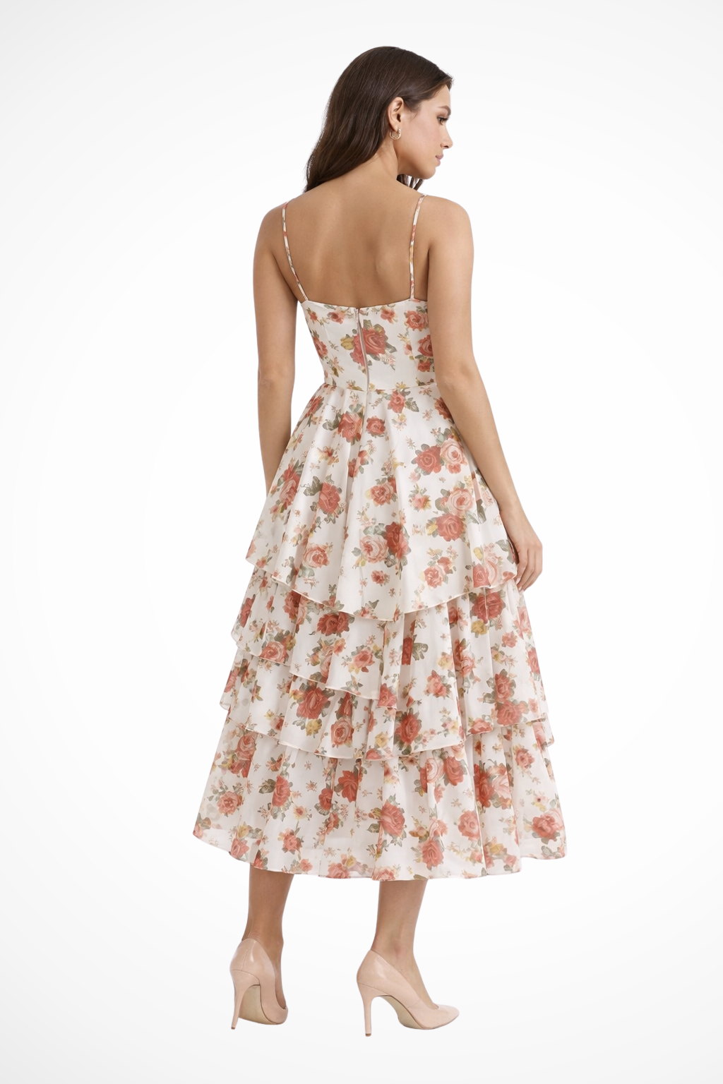 Joanna | Women Corset Wedding Guest Floral Midi Dress