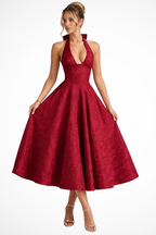 Rosalind | Women Halter Neck Backless Corset Summer Wedding Guest Midi Dress