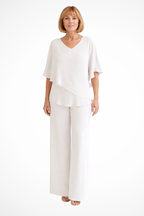 Serena | Women V Neck Batwing Sleeve Top and Wide Leg Trousers Two Piece Set
