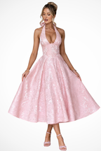 Rosalind | Women Halter Neck Backless Corset Summer Wedding Guest Midi Dress