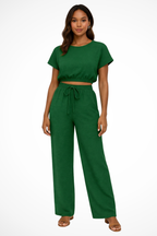 Emberly | Women Relaxed Fit Wide Leg Top and Trousers Set