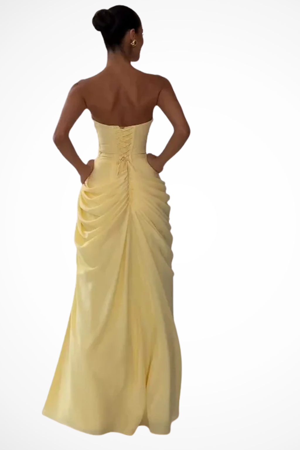 Evangeline | Women Strapless Ruched Slit Summer Wedding Guest Maxi Dress