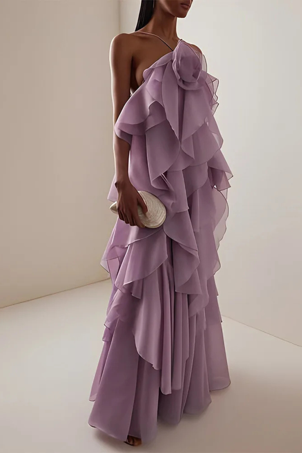 Vivienne | Women Sleeveless Halter Neck Tiered Ruffle Maxi Dress