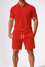 Dexter | Men Short Sleeve Polo Shirt and Drawstring Shorts Summer Outfit Set