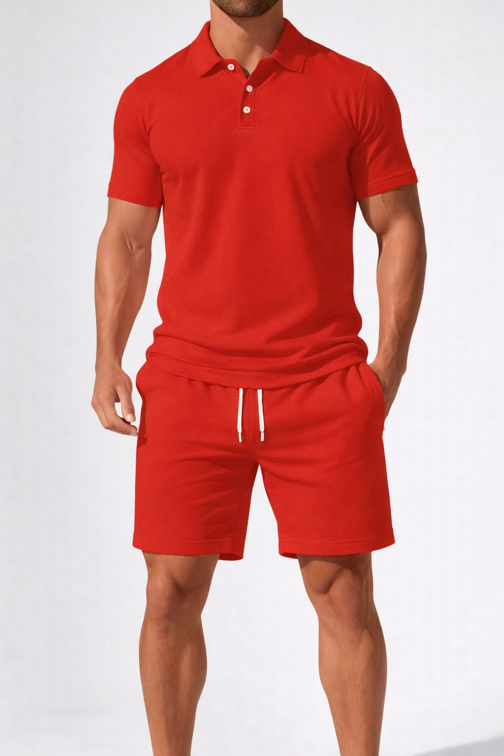 Dexter | Men Short Sleeve Polo Shirt and Drawstring Shorts Summer Outfit Set