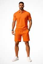 Lex | Men Textured Polo and Shorts Summer Set
