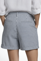 Ada | Women Striped High Waist Tailored Shorts with Button Detail