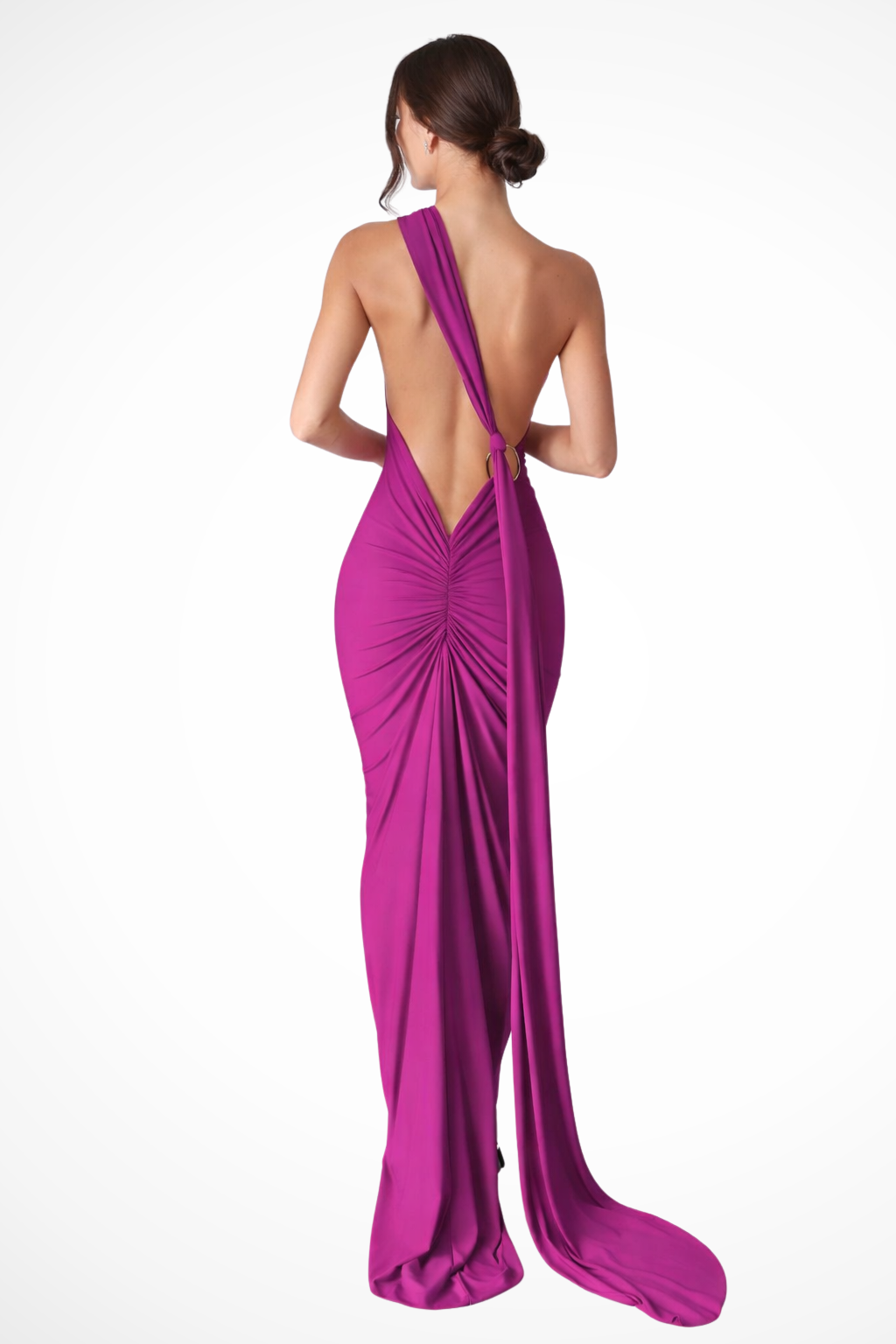 Floriana | Women One Shoulder Backless Ruched Race Day Maxi Dress