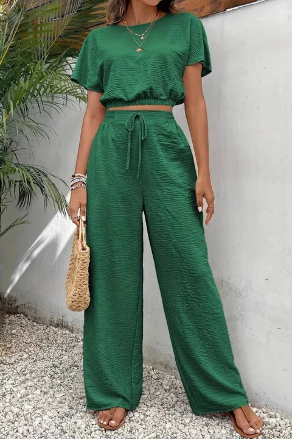 Emberly | Women Relaxed Fit Wide Leg Top and Trousers Set