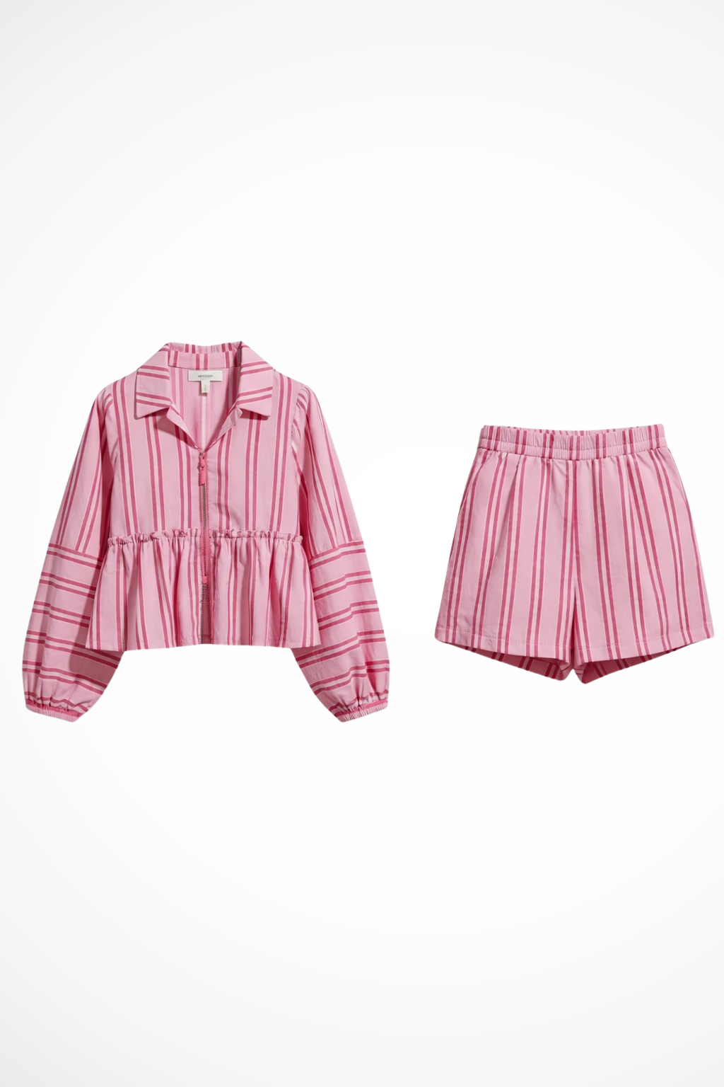 Ivy | Women Striped Peplum Shirt and Shorts Set