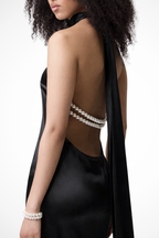 Seraphine | Women High Neck Halter Chain Detail Backless Wedding Guest Maxi Dress