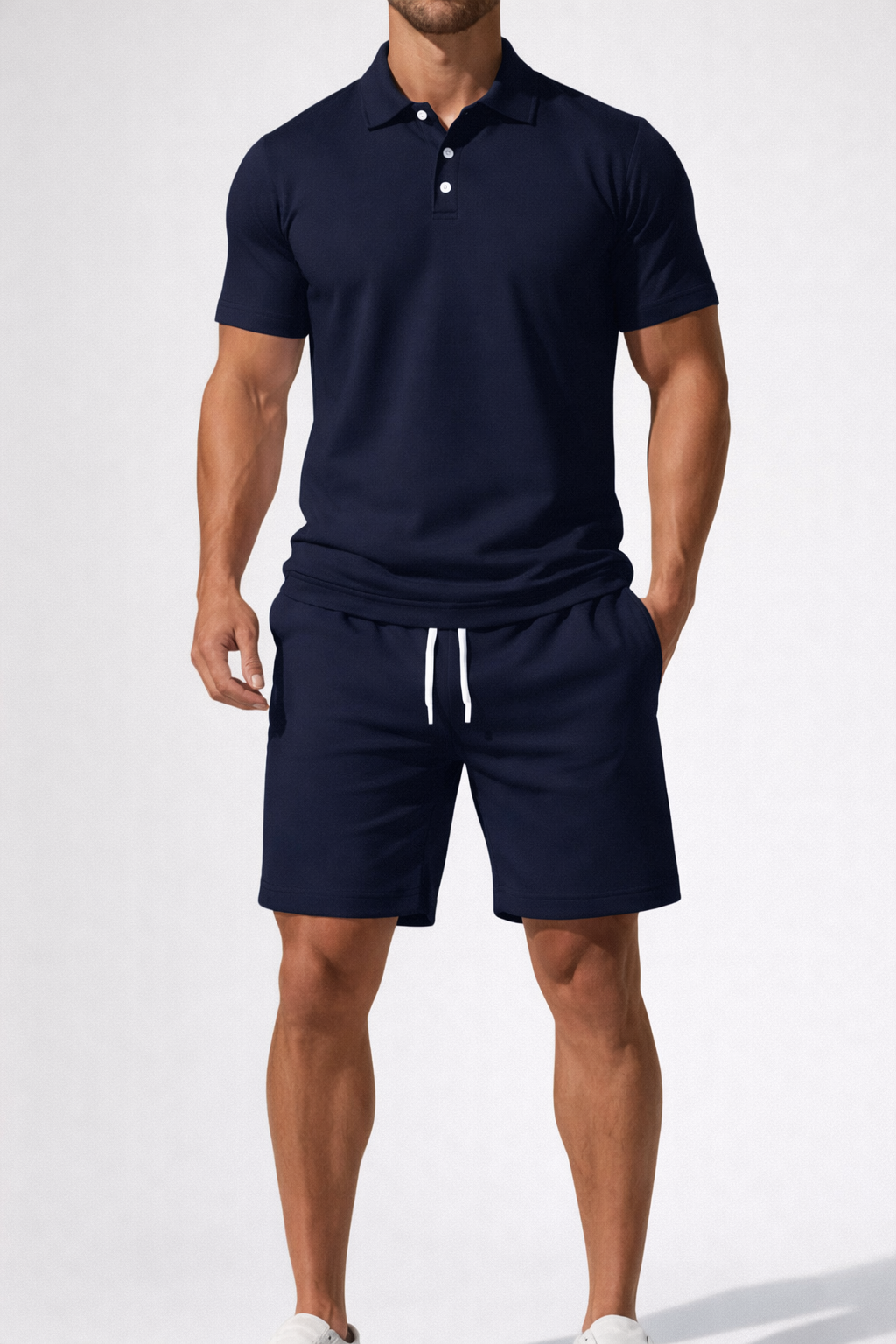Dexter | Men Short Sleeve Polo Shirt and Drawstring Shorts Summer Outfit Set