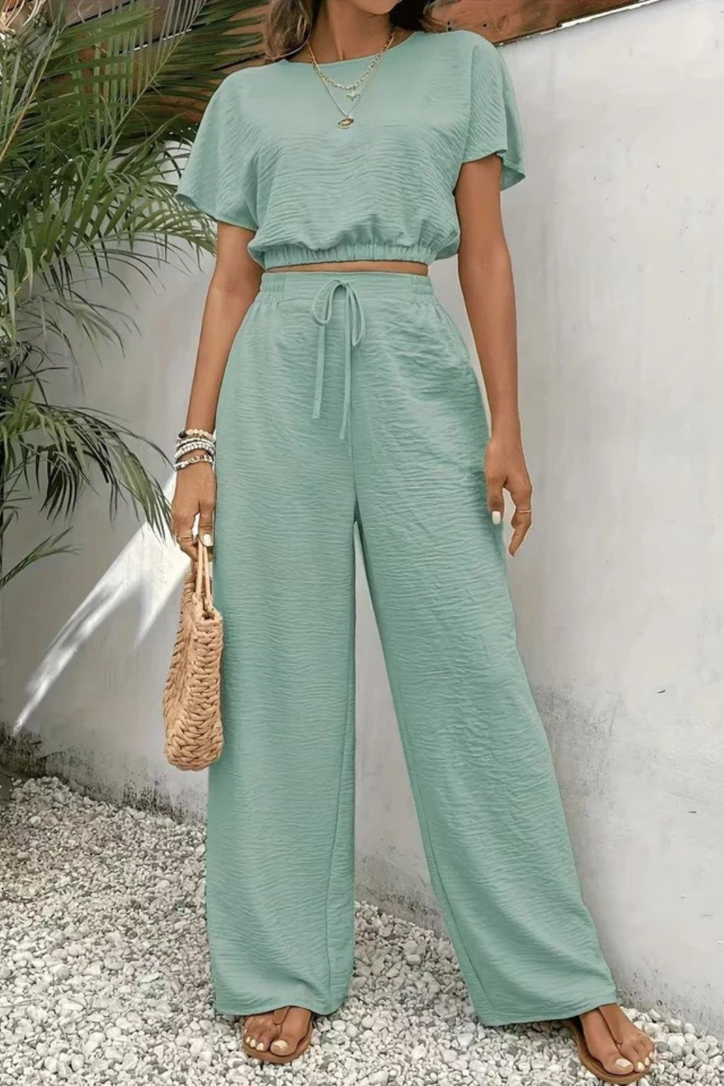Emberly | Women Relaxed Fit Wide Leg Top and Trousers Set
