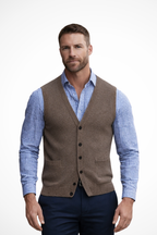 Logan | Men V Neck Button Front Sleeveless Knit Waistcoat Vest with Pockets