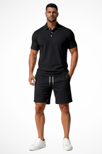 Lex | Men Textured Polo and Shorts Summer Set