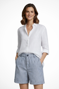 Ada | Women Striped High Waist Tailored Shorts with Button Detail