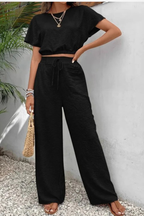 Emberly | Women Relaxed Fit Wide Leg Top and Trousers Set