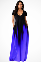 Lenora | Women Ombre V Neck Short Sleeve Casual Maxi Dress