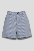 Ada | Women Striped High Waist Tailored Shorts with Button Detail