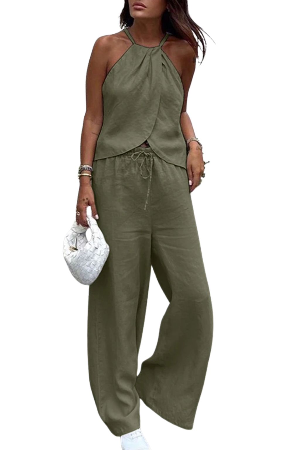 Amy | Women Halter Top and Wide Leg Trousers Summer Suit