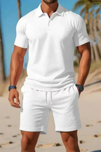 Dexter | Men Short Sleeve Polo Shirt and Drawstring Shorts Summer Outfit Set