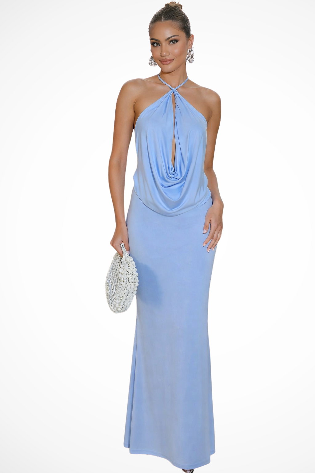 Serena | Women Halter Neck Backless Draped Summer Maxi Dress