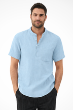 Archer | Men Linen Collar Short Sleeve Summer Shirt