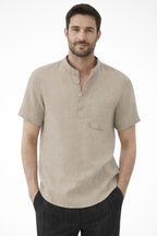 Archer | Men Linen Collar Short Sleeve Summer Shirt