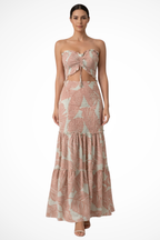 Nella | Women Tropical Print Strapless Ruched Summer Maxi Dress
