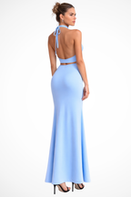 Serena | Women Halter Neck Backless Draped Summer Maxi Dress