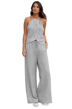 Amy | Women Halter Top and Wide Leg Trousers Summer Suit