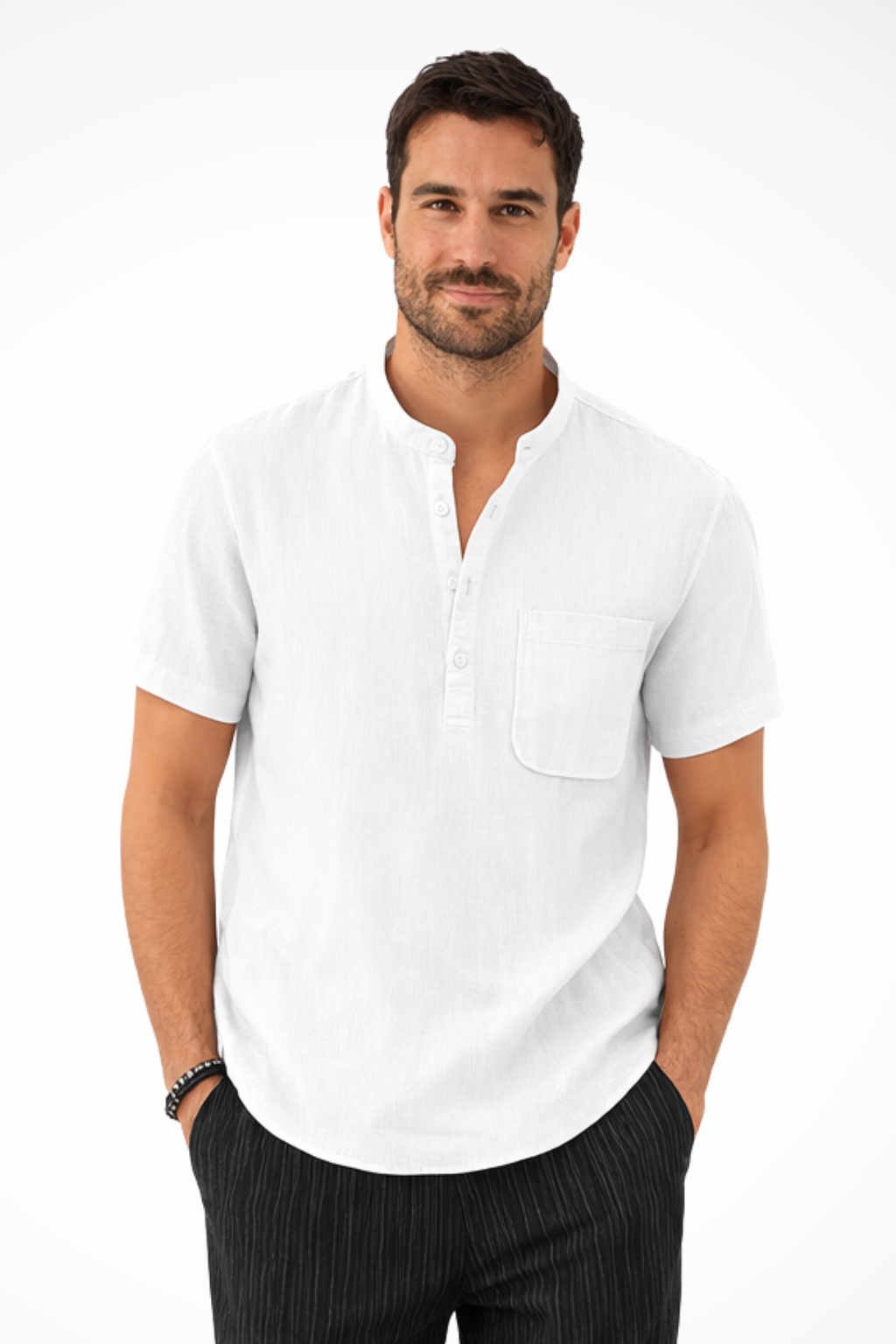 Archer | Men Linen Collar Short Sleeve Summer Shirt
