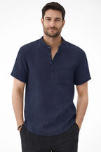 Archer | Men Linen Collar Short Sleeve Summer Shirt