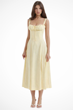 Tabitha | Women Square Neck Bow Detail Corset Wedding Guest Floral Midi Dress