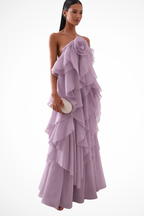 Vivienne | Women Sleeveless Halter Neck Tiered Ruffle Maxi Dress